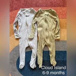Cloud Island Ribbed Sleepers with footies - blue and green (bundle of 2)
